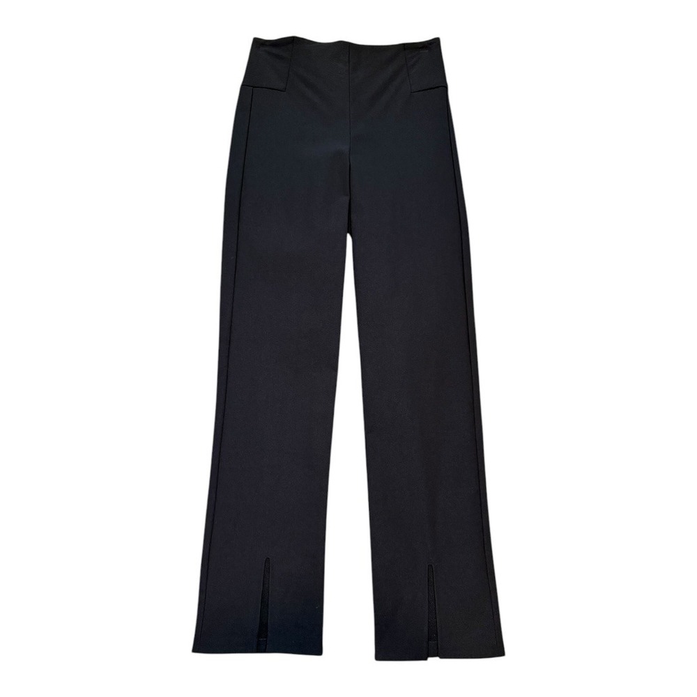 Athleta Black Ponte Pant Wander Slim Straight Split Hem Career Casual Size 0